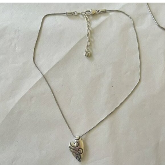 BRIGHTON Necklace: Give It a Swirl silver heart pendant necklace - Picture 3 of 4